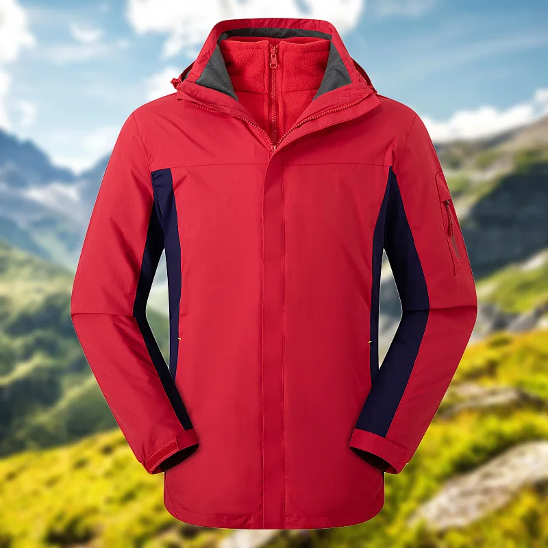 Наружная водонепроницаемая куртка для мужчин и женщин-осенний и зимний комплект из двух предметов три в одном ветровка для альпинизма специально для работы S