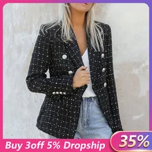 Классический однотонный шикарный осенний Блейзер Куртка женская уличная твидовая с длинными рукавами зимний Блейзер Женский жакет в стиле кэжуал пальто# J30