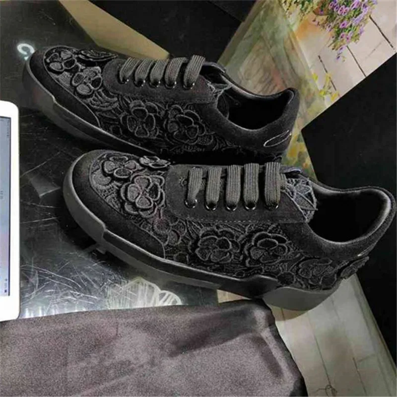 Эспадрильи; женская обувь; кроссовки на плоской подошве с аппликацией; scarpe donna; кроссовки на шнуровке; женская обувь на среднем каблуке с круглым носком; Zapatos De Mujer