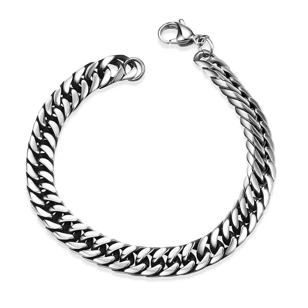

Fashion Heavy Stainless Steel Curb Wheat Chain Link Bracelet Men's Bangle Silver Color