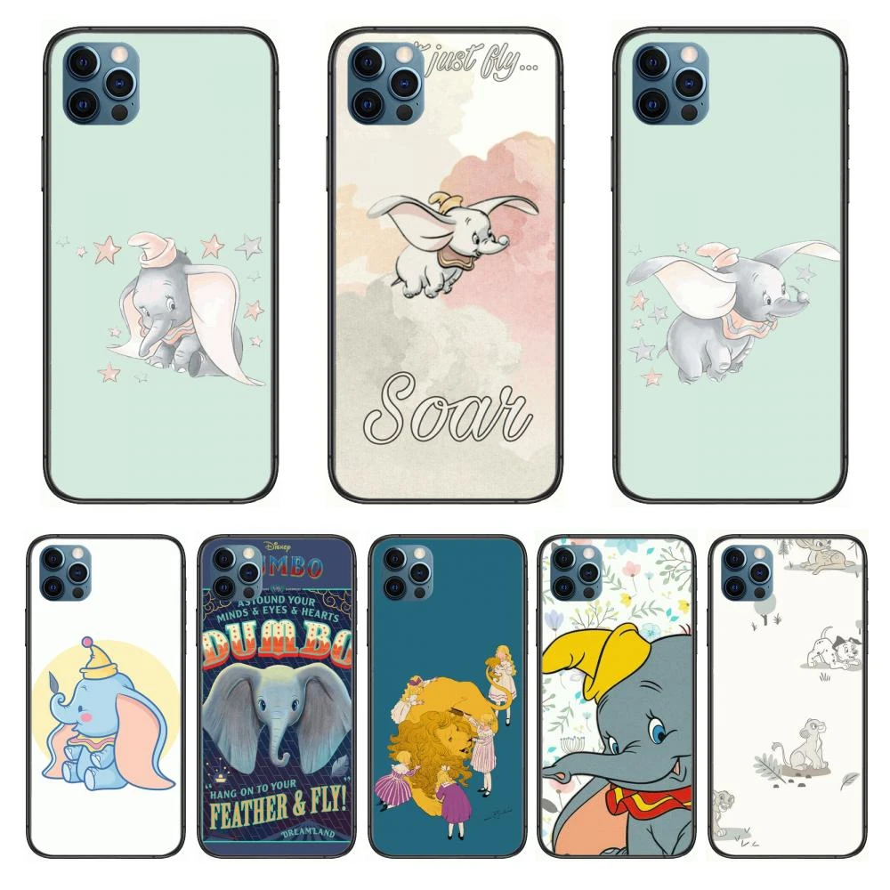 Disney Dumbo Style Phone Case Cover For Iphone 12 Pro Max 11 8 7 6 S Xr Plus X Xs Se Mini Black Cell Shell Phone Case Covers Aliexpress