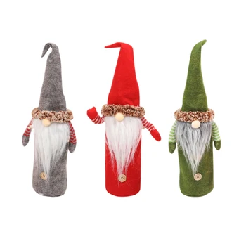 

3pcs Christmas Themed Wine Bottle Cover Holiday Decorative Bottle Bag Non-woven Pouch Festival Decor Christmas New Year decor