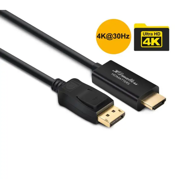 Excalibur Câble DisplayPort DP vers HDMI plaqué Or 4K UHD Ready 1080p pour Ordinateur Portable 1 m 