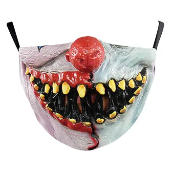 

1 PCS Adult 3D Mask Halloween Horror Funny Mask Anti-dust Breathable Washable Clown Mask Unsex Mask PM2.5 with 2 Filters