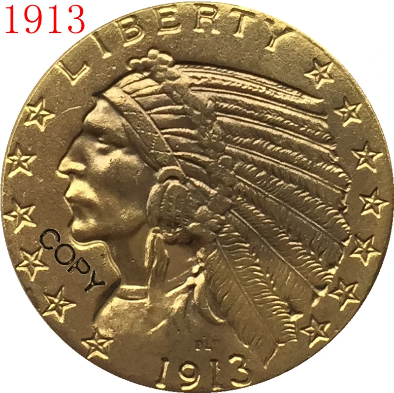 24-K gold plated 1913$5 GOLD Indian Half Eagle Coin Copy