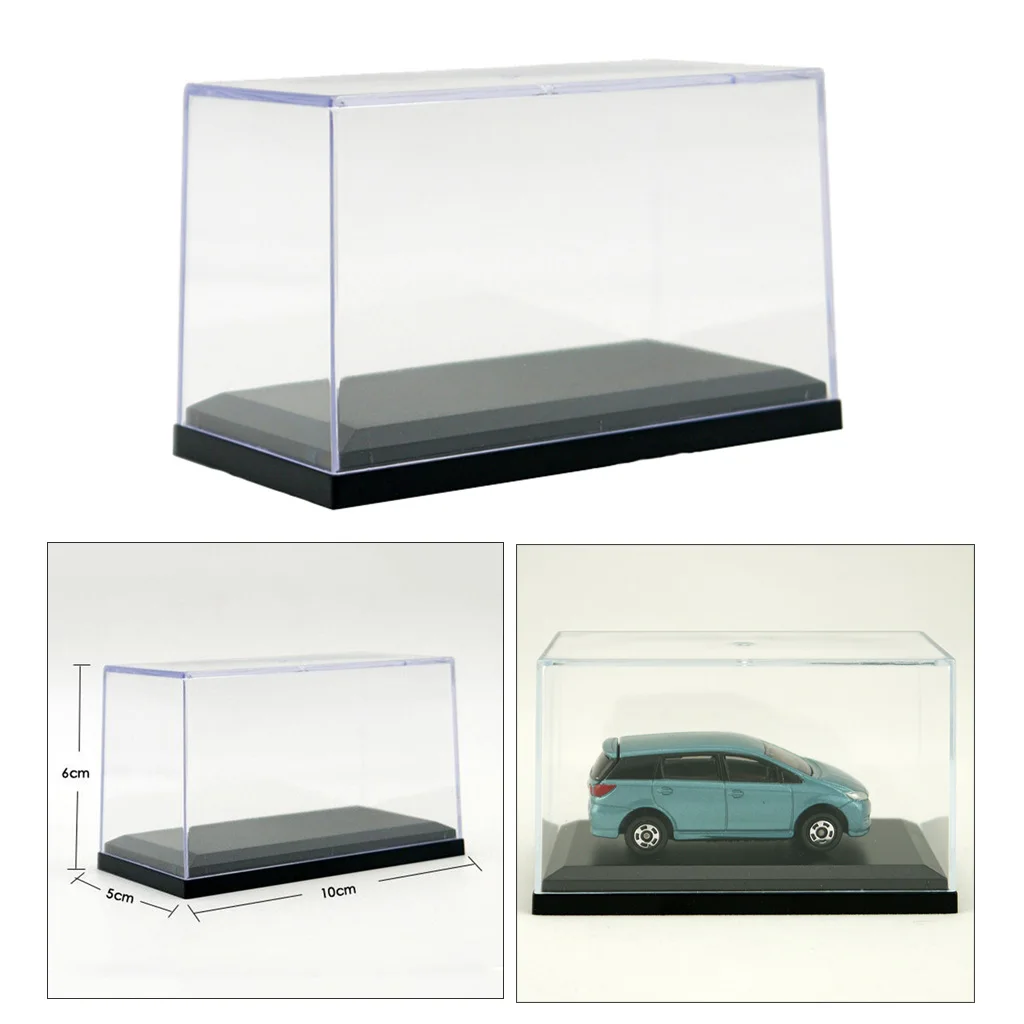 Clear Dustproof Display Box With Balck Base Fits  1:64 Doll