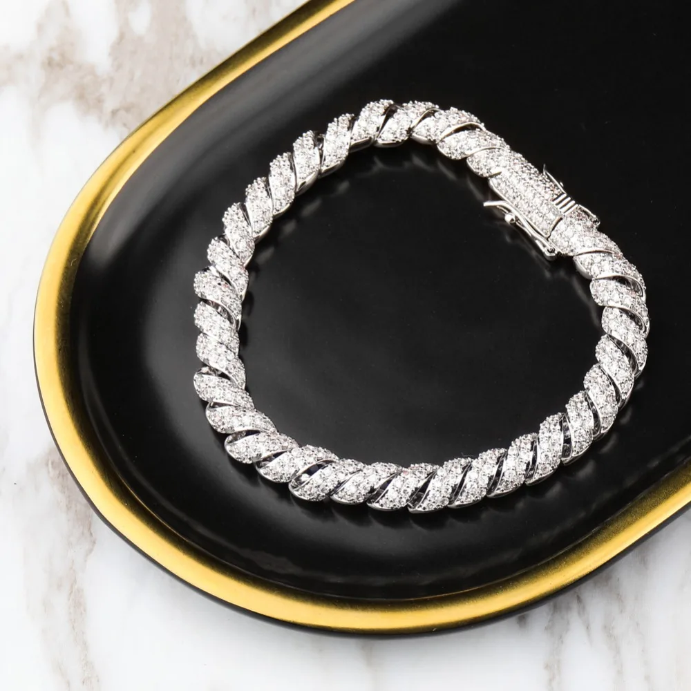 TOPGRILLZ 10 мм Iced Out кубический циркон кубинская ссылка браслет золото серебро Цвет Личность хип хоп ювелирные изделия