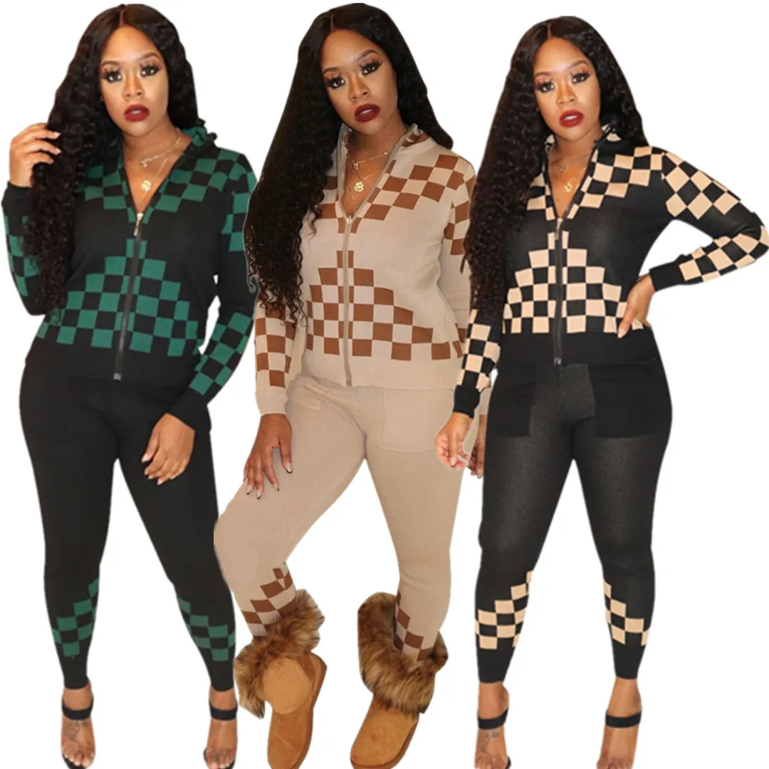 2020 explosion models European and American women's fashion wild print jacket Plaid printed trousers two-piece sui | Женская одежда