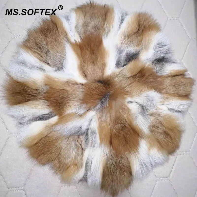 MS.Softex подушка из натурального Лисьего меха круглая форма Нескользящая задняя