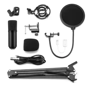 

Condenser Microphone BM-800 Mic Kit with Adjustable Suspension Arm Shock Mount Filter Protection for Recording Broadcast