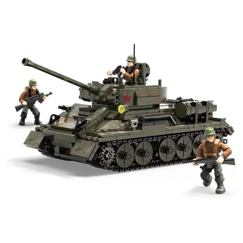 

2020 854Pcs T-34-85 Middle Tank Model of Building Blocks Compatible Military WW2 Army Soldier Bicks Toys For Kids