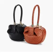 Nesitu Highend Новая мода коричневый черный страусиной кожи узор Сплит кожа милые мини для женщин сумки Женский Tote M9097