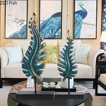 

Resin Plant Brown Leaf Ornaments Office Coffee Table Study Desk Decor Feng Shui Mascot Home Decoration Accessories Modern