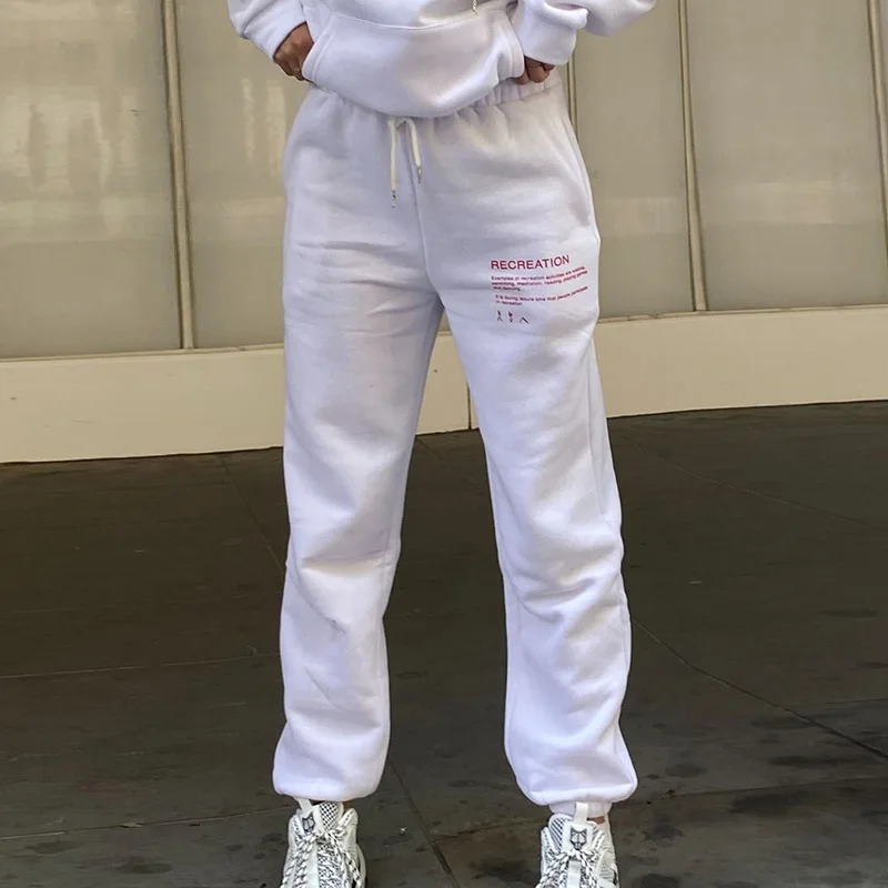 

HOUZHOU Grey Sweatpants Women Baggy 2020 Fall Joggers Women Letter Print Trousers Jogging Women Track Pants Winter White Pants