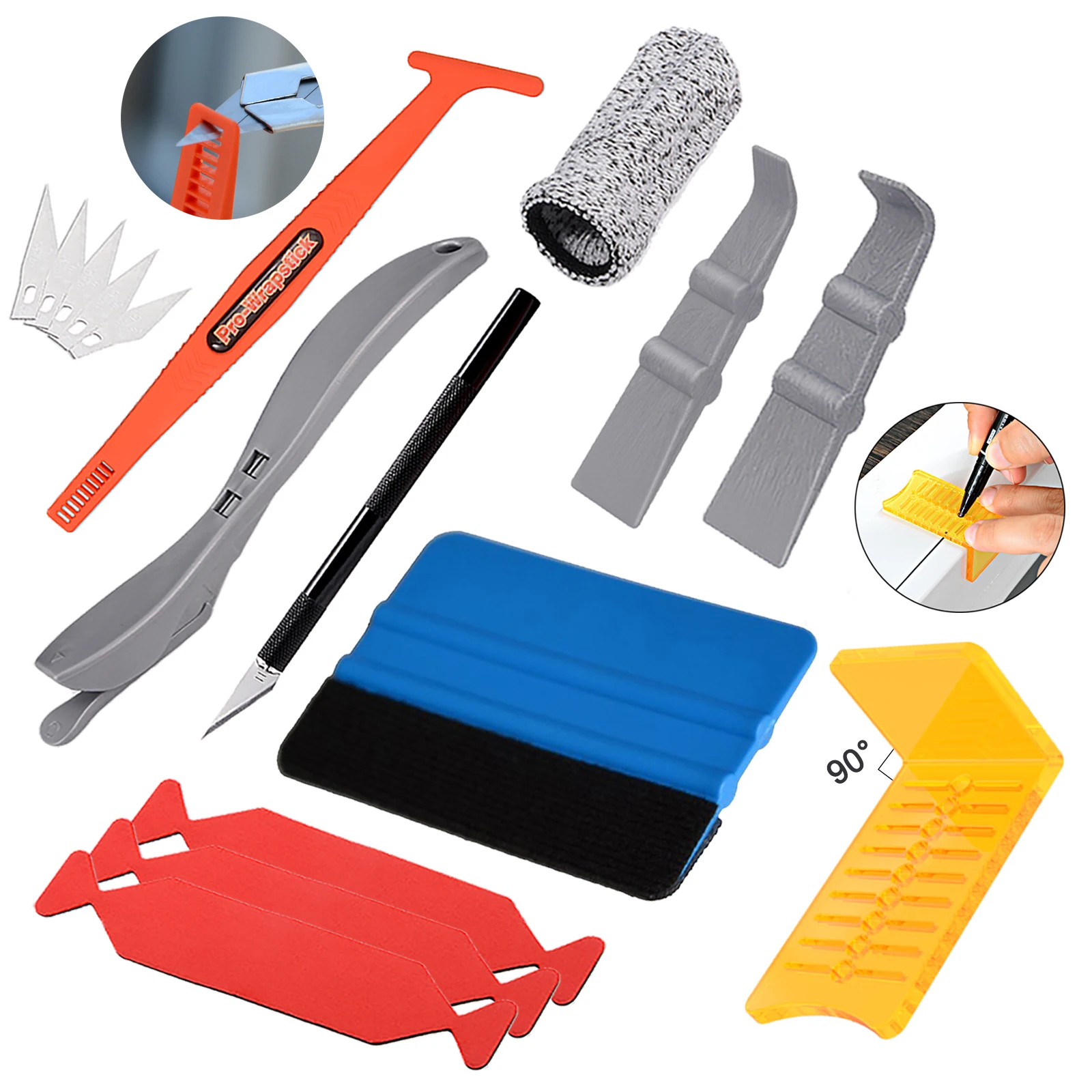 

EHDIS Auto Film Vinyl Wrap Tool Kit Carbon Foil Paper Cutter Knife Window Tint Sticker Scraper Squeegee Wrapping Car Accessories