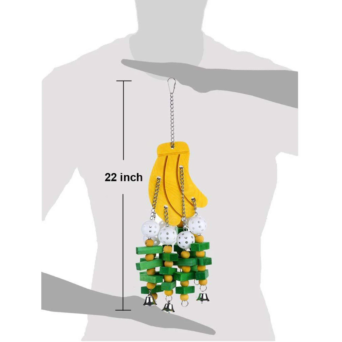Parrot Toys Bird Swing Toys with Colorful Wood Beads, bananas and apples bunches for Budgie Lovebirds Conures birds toys