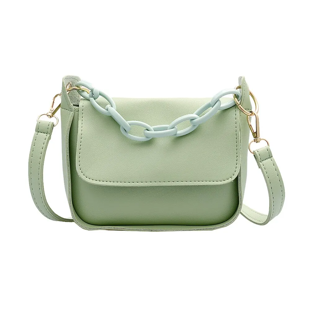 

Solid Color Small PU Leather Crossbody Bags For Women 2020 Summer Acrylic Chain Designer Lady Travel Shoulder Messenger Handbags
