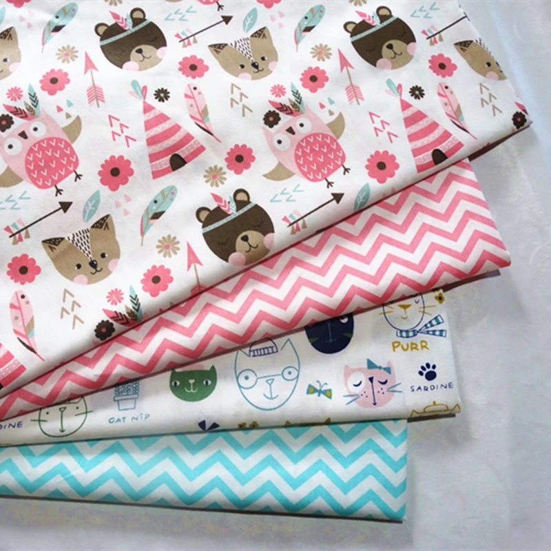 100 Cotton Fabrics Printed Cartoon Waved Line Baby Girl Cotton Twill Cloth Diy Sewing Patchwork Cloth Sheet Fabric 50 160cm Cotton Fabrics Aliexpress
