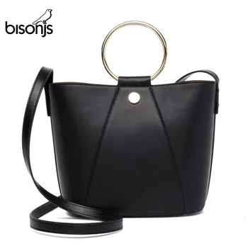 

BISONJS Cow Leather Women Shoulder Bag Luxruy Handbag for Women Round Messenger Bag Crossbody Bags For Girls B1393