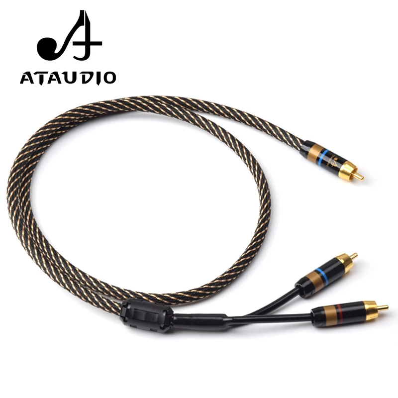 ATAUDIO HIFI RCA to 2 RCA Subwoofer  cable High Quality One Sub-2 Splitter Y RCA Cable