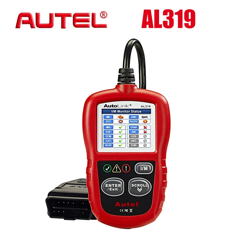 Autel AL319 OBD2 код читателя диагностический инструмент сканирования с одним щелчком I/M ключ готовности для проверки двигателя светильник(MIL) выключение