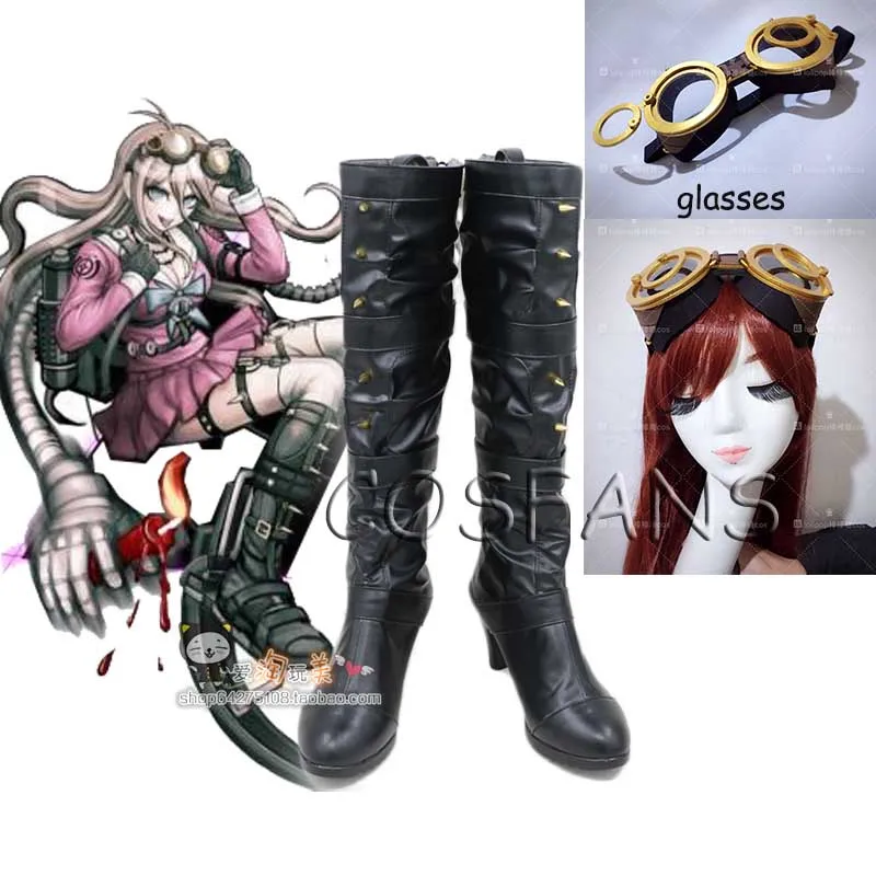 

Danganronpa V3: Killing Harmony Iruma Miu Shoes Games Customize women men Cosplay High Heels Shoes Boots Halloween glasses Props