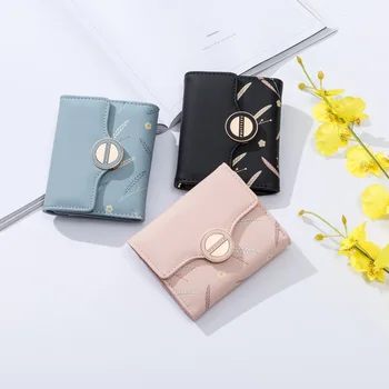 

2020 small fresh women's wallet short student cute Korean three-fold multi-function printing coin purse wallet phone wallet