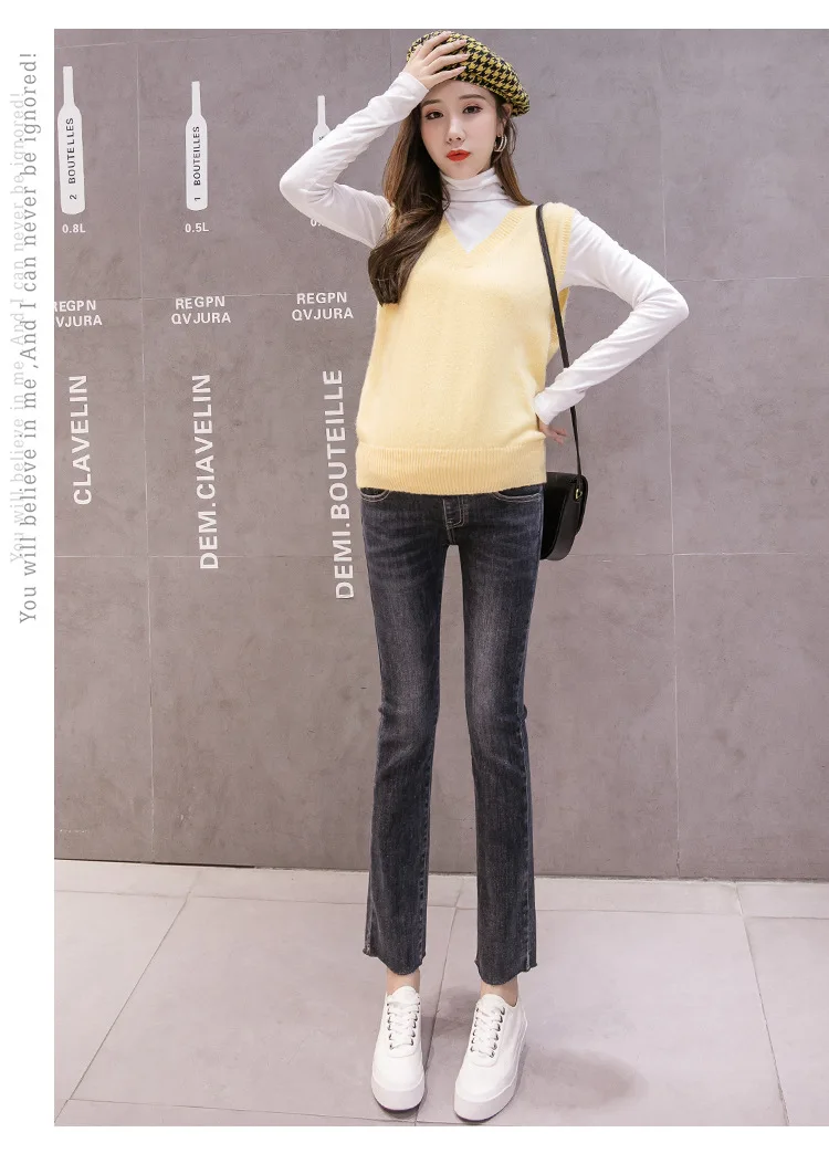 Pregnant women cowboy autumn and winter pregnant women small straight stovepipe slimming wild cowboy trousers
