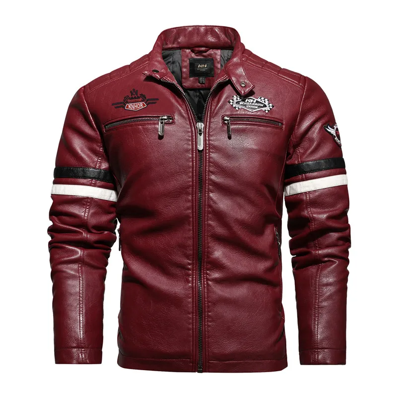 distressed leather jacket New Trendy Motor Leather Jacket Outwear Men Winter Fashion Casual Biker PU Jacket Coat Man Slim Leather Bomber Coat Men ClothingWinter Men Jacket Leather Men Motorcycle Jacket Logo Embroidery Bomber Jacket Slim Fit Coat Biker Coat Fashion Zipper Coat Male best leather jackets Casual Faux Leather