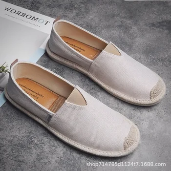 

XM50 new Chinese style men's shoes linen old Beijing cloth shoes linen beans shoes Chinese style shoes