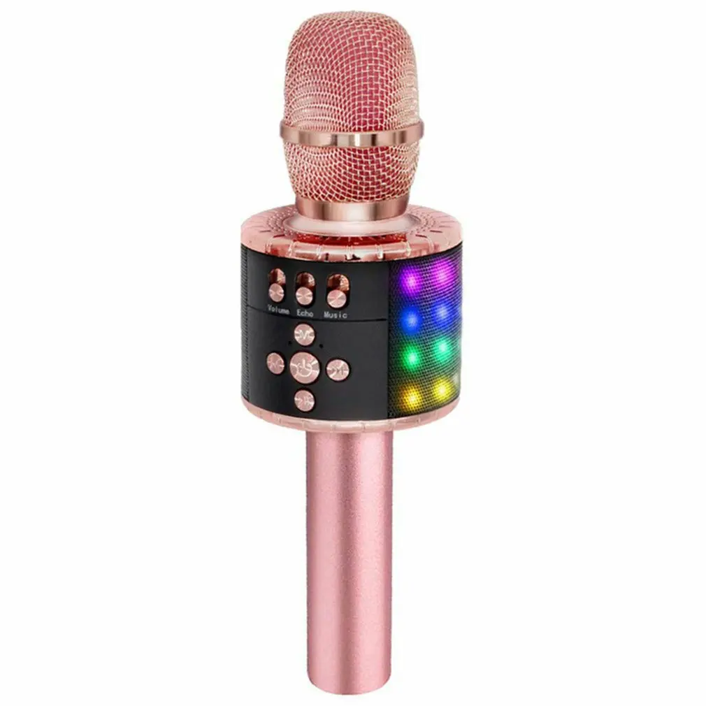 ROSE GOLD Bluetooth беспроводной конденсаторный волшебный караоке микрофон мобильный телефон плеер микрофон динамик Запись музыки - Цвет: ROSE GOLD