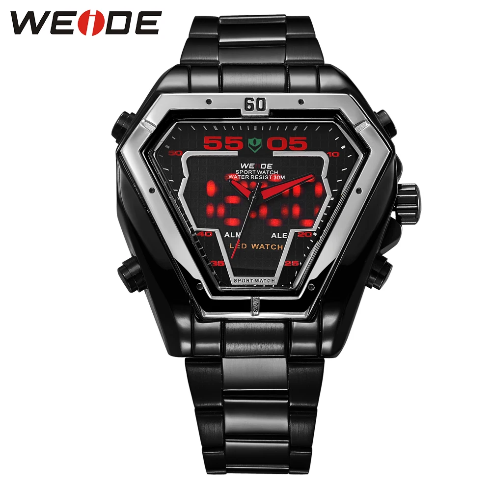 

WEIDE Watch Tops Luxury Quartz Stainless Steel Strap Analog Digital Date Calendar Waterproof Military Watch Relogios Masculino