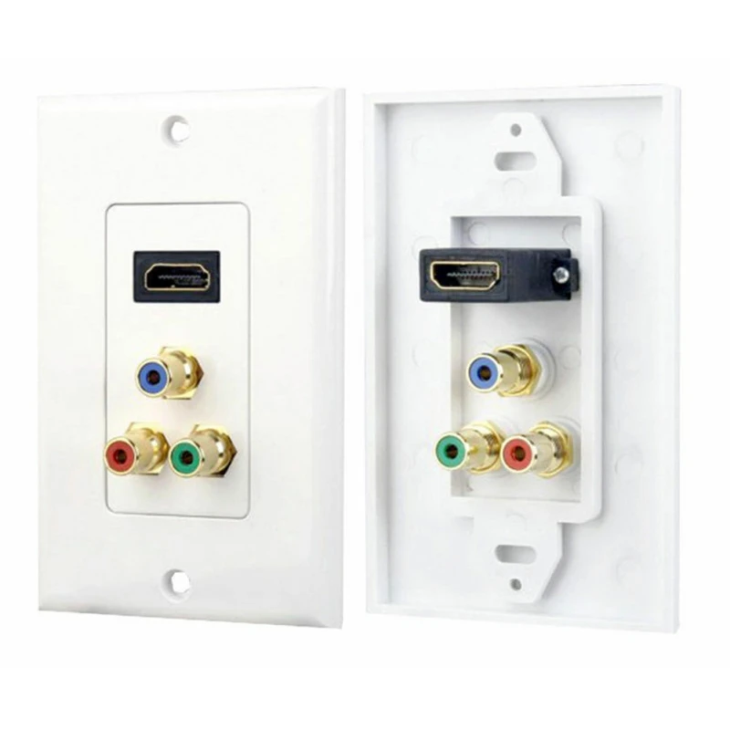 Настенная пластина для HDMI 3 RCA Jack компонентный комбо 4K ультра высокой четкости позолоченный Видео Аудио розетка панель