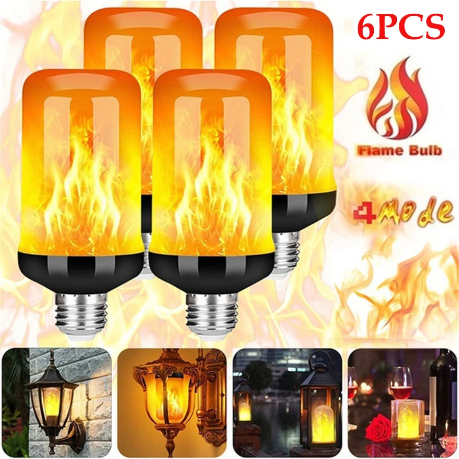 

LED Flame Effect Light Bulb 4 Modes Flickering Emulation Home Garden Lamp Christmas Halloween Decor Light E27 Flame Bulbs Lights