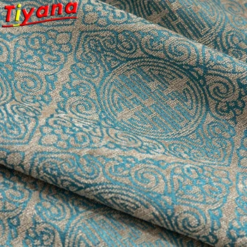 

Chinese Classical Jacquard Blackout Curtains for Living Room Green Blue Geometric Art Window Drapes Japanese Style Panels#VT