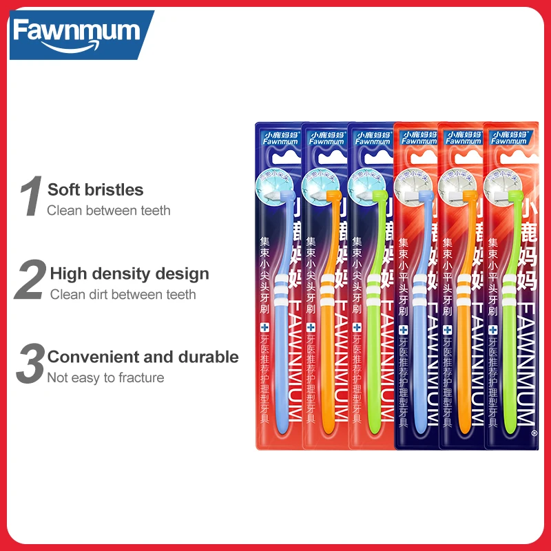 Fawnmum Orthodontic Toothbrush Pointed and Flat Head Soft Hair Correction Clean Teeth Gap Floss Oral Hygiene Teeth Braces 1Pcs