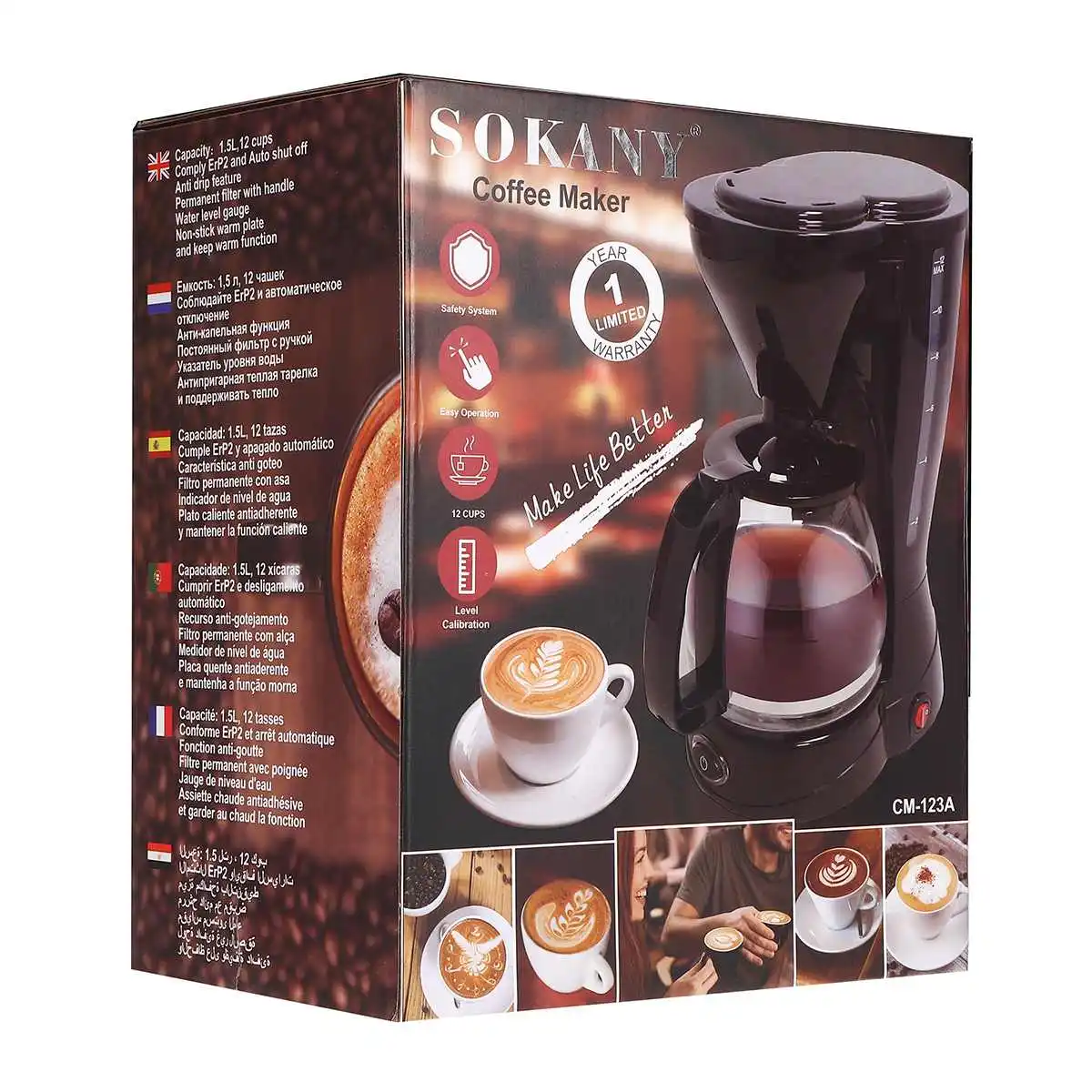 Cafetera Automatica Expresso 12 Tazas Sokany Cm-123a Cafetera Automatica Expresso 12 Tazas Sokany Cm-123a