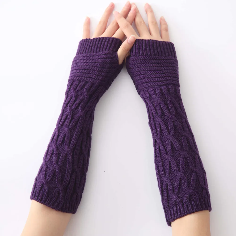 Модный зимний Vrouwen теплый Gebreide Arm Vingerloze Handschoenen Lange эластичный Wanten W1220