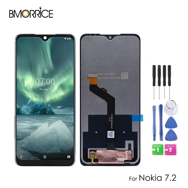 

6.3" For Nokia 7.2 LCD Display Touch Screen Digitizer Assembly Gorilla Replacement Parts TA-1196 TA-1181 TA-1178 TA-1193 Black