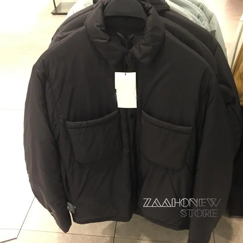 ZAAHONEW 2021 Autumn Winter Men Vintage Black Blue Thin Shirt Parka Coat Casual Pockets Warm Oversize
