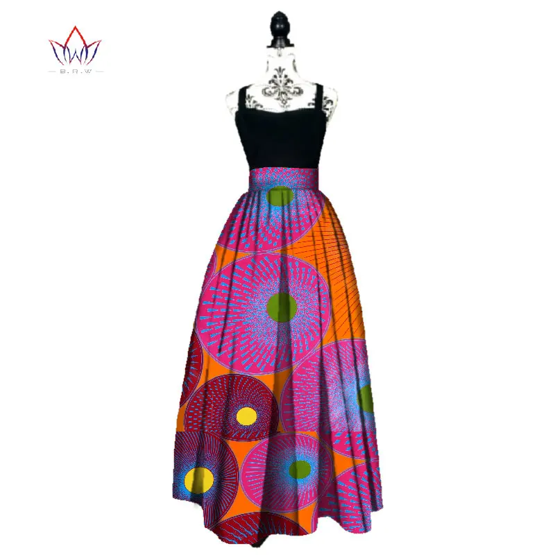 Модная женская длинная юбка с принтом в африканском стиле, Анкара, Дашики, высокая талия, трапециевидная длинная юбка макси с зонтиком, женская одежда BRW WY1744 - Цвет: 13