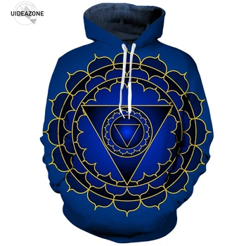 

2019 Autumn Winter Fashion Casua Men/women Hoodies Geometric Blue Lotus Mandala Hooded Hoody Sweatshirt 3D Printing Tracksuits