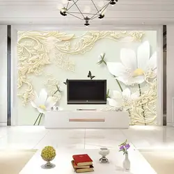 ТВ фон обои современный минималистичный гостиная Лотос стерео бесшовные настенные ткани ТВ стены большой настроить фрески