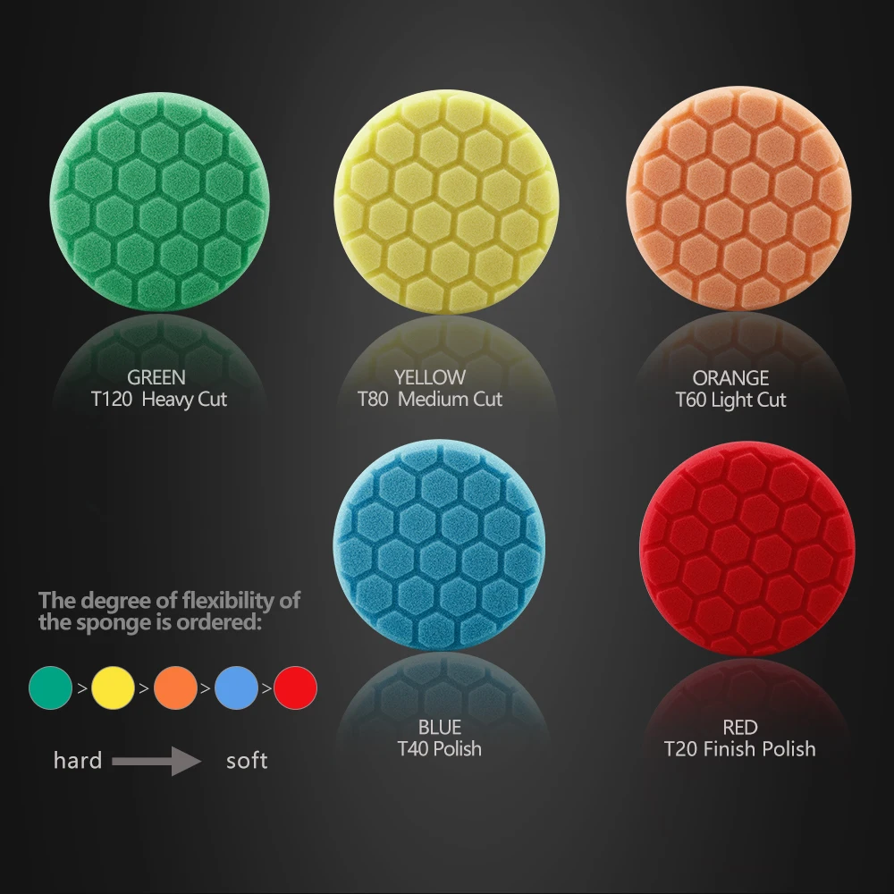 (Bulk Sale) SPTA 3"/5"/6"/7"Car Spong Buffing Polishing Pads Car Polish Pad with Honeycomb Pattern For Car Polishing/Waxing