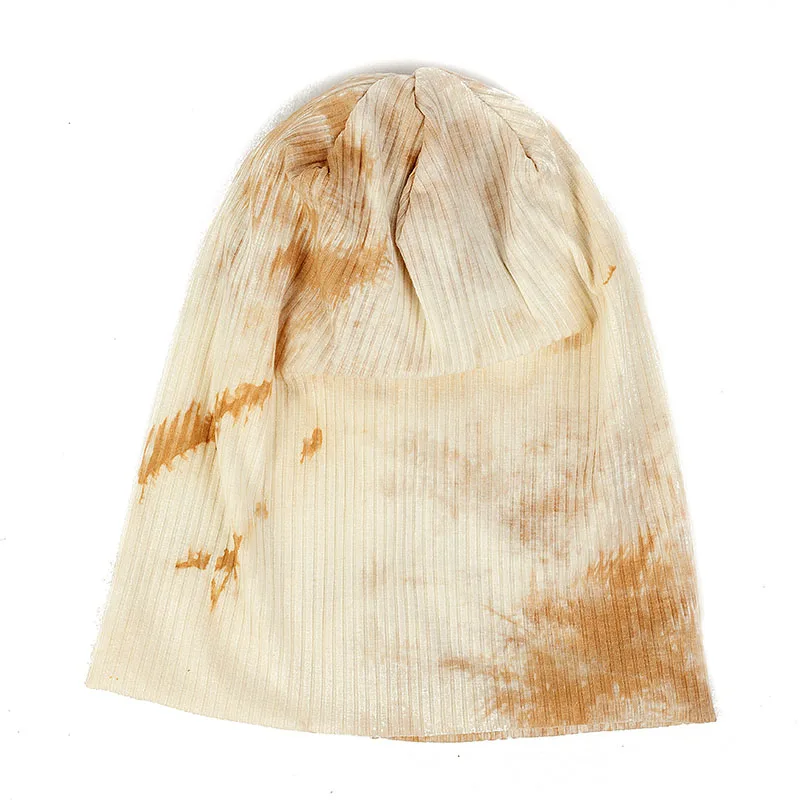 Beige Geebro хлопок стрейч краска для женщин Beanie Зима Осень Женская Slouchy мешковатая шляпа ребристая вязаная шапка с черепом для девушек DQ953A - Цвет: Beige