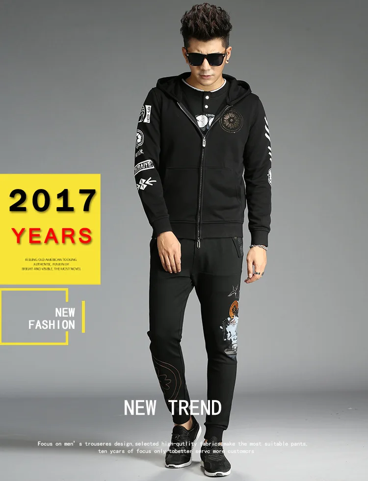 Мужские брюки в китайском стиле, повседневные брюки с вышивкой, обтягивающие спортивные брюки, молодежные брюки с резинками на щиколотках, Римский хлопок, нейлон 380 г/м2 K871