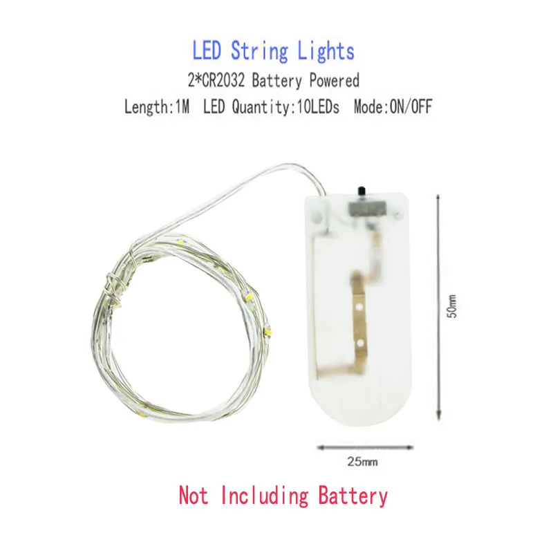 1 м, 2 м, 5 м, светодиодный светильник на батарейках, гирлянда, медный провод, сказочные огни для рождества, свадьбы, праздника, вечеринки, украшения