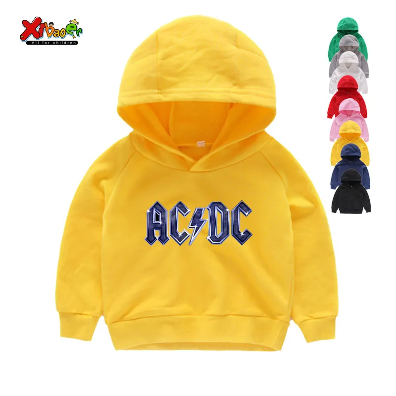 ACDC; Детские модные толстовки и свитшоты; забавная одежда; толстовки с капюшоном в стиле рок; повседневные топы для мальчиков и девочек; одежда для малышей; толстовки