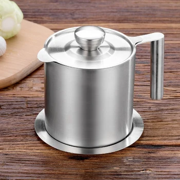

Stainless Steel Oil Filter Pot with Lid Filter Anti-Leak Oil Pot Inverted Oil Bottle Filter Oil Separation Oil 1.2L