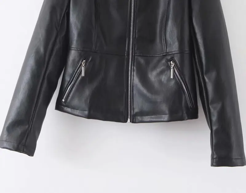 XQ8-60-9293 European and American fashion imitation leather coat